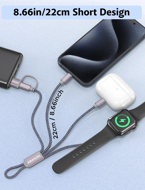 ?????????? ??.???????? 3 in 2 USB C Cable for Apple Watch Charger iPhone Charger USB A/C Multi Fast Charging Cable Compatible with iWatch Ultra/SE...