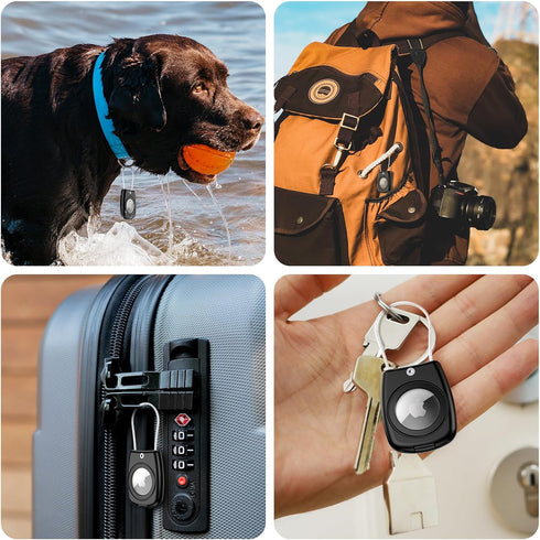 HATALKIN Compatible with Apple AirTag Holder, IPX8 Waterproof AirTag Secure Holder with Wire Cable Air Tag Lock Keychain Key Ring Holder Case Lugg...