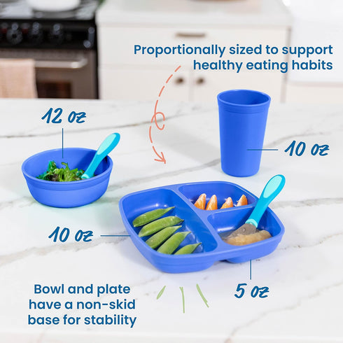 ECR4Kids My First Meal Pal Combo Set, Children's Tableware, Blue, 15-Piece...