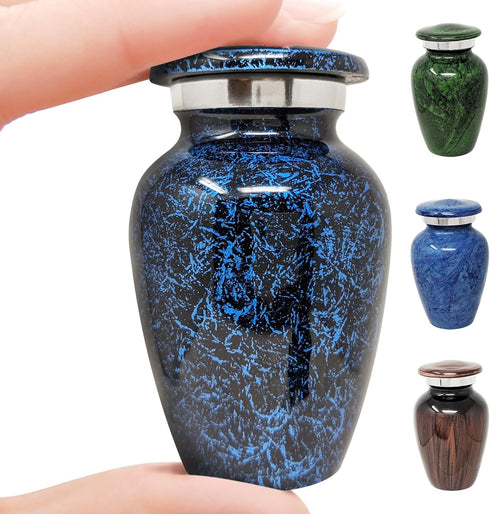 Small Blue Keepsake Cremation Urn for Human Ashes | Miniature Memorial Urns | Personal Cremation Keepsake | for Men or Women | Elegant Tribute for...