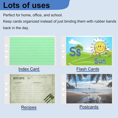 3×5” index card Binder organizer with Plastic pocket Sleeves, small organized folder for recipes Flashcards,portable notecards case holder (2pcs C...