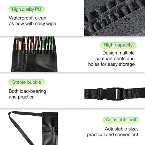 4 Pieces Makeup Artist Tools Include Professional Cosmetic Makeup Brush Bag with Artist Belt Strap, Hand Makeup Mixing Tray Clear Cosmetic Foundat...