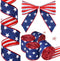 20 Yards Patriotic Wired Edge Ribbon 4th of July Star Strip Burlap Ribbon Red Blue White American Flag Decorative for Independence Day Memorial Da...