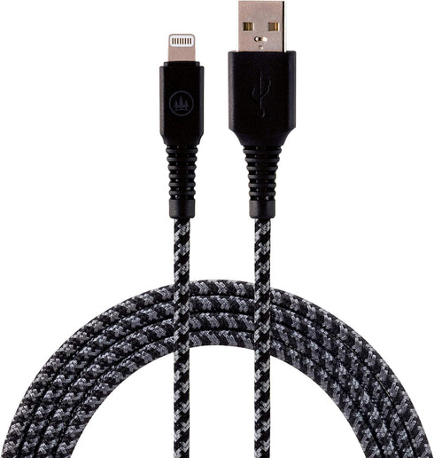 EcoSurvivor USB-A to Lightning Cable, 4 ft., Durable, Braided Cord, Tangle Free, Apple Certified, Compatible with iPhones, iPads, Macbooks, Black/...
