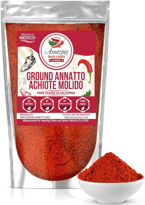 Achiote Powder – Ground Annatto Seeds 4oz Great for Adding Color and Mild Flavor in Soup, Stews, Meats and Mexican Recipes...