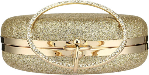 Gets Women Top Handle Handbags Tote Bag Clutch Purse for Women With Rhinestone Circular Ring...