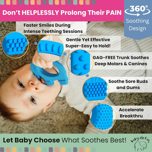 Teething Toys for Babies Age 0 to 6 Months - Baby Elefun 5X Pain Relief Smart Teether - Zero Developmental Delay Silicone Baby Teething Toy Ring -...