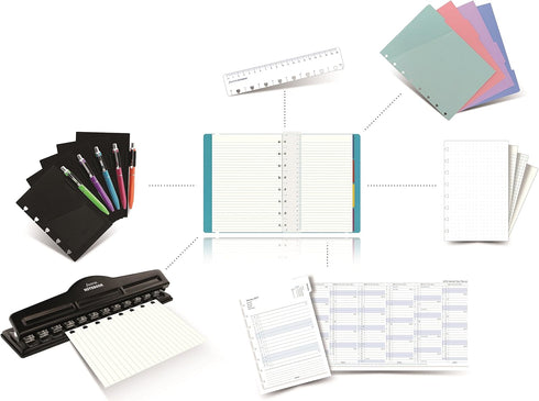 FILOFAX Refillable Pastel Notebook, A5 (8.25" x 5") Orchid - 112 Cream moveable pages - Index, pocket and page marker (B115054U)...