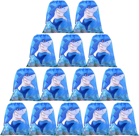 Fepito 12 Pack Shark Drawstring Bags - Shark Party Favors & Goodie Bags for Shower Party...