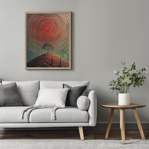 Posterizer 1 pcs-surrealism serene scene in alien planet with red sun 3-Abstract & Modern Art-Landscape & Nature Art-Gift for Men Women Entreprene...