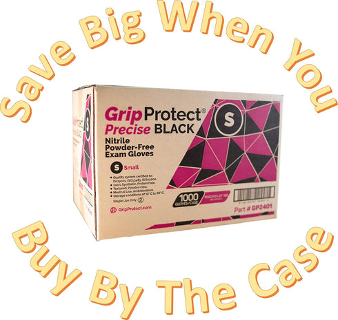 GripProtect® Precise Black Nitrile Exam Gloves | 4 Mil | Chemo-Rated | Food, Home, Hospital, Law Enforcement, Tattoo | (Large, 100)...