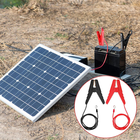 6 Pcs 3 ft Electric Fence Wire Solar Connect Fence Connectors Charger Electric Fence Clips Electric Fence Copper Wire with Alligator Clip...