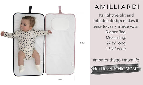 Portable Diaper Changing Pad Stylish & Chic by AMILLIARDI for Travel w/Baby, Infant & Newborn, Changing Mat Portable (Black)...