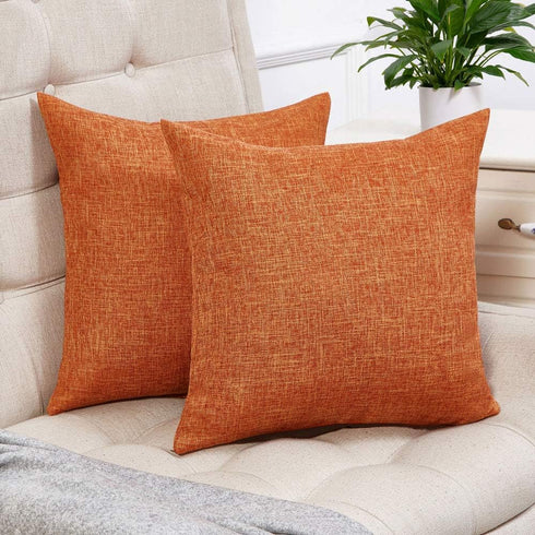 Anickal Thanksgiving Pillow Covers 20x20 Inch for Fall Decor Set of 2 Burnt Orange Rustic Linen Decorative Square Throw Pillow Covers Cushion Case...