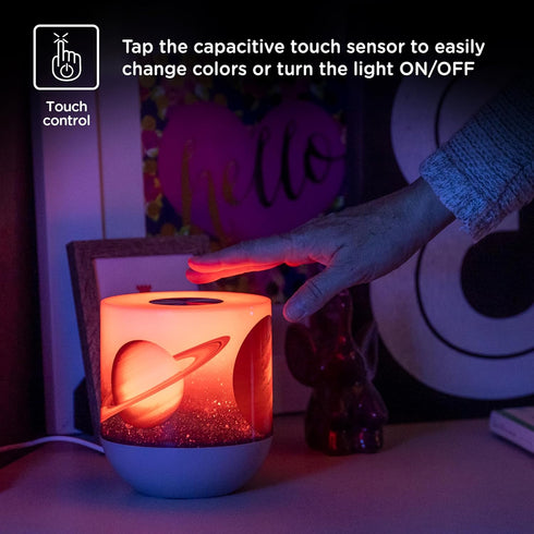 Lights By Night Space and Planets Color-Changing Table Lamp, Night Light, Touch/Tap Sensor Dimmable White Light Ideal for Children's Bedroom, Bath...