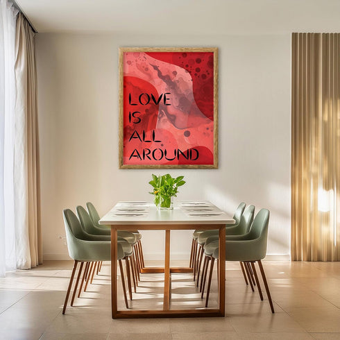 Posterizer 1 pcs-funky retro vibrant poster-love is all around-Romantic Art-Abstract & Modern Art-Living Room Bedroom Decor- unframed wall art...