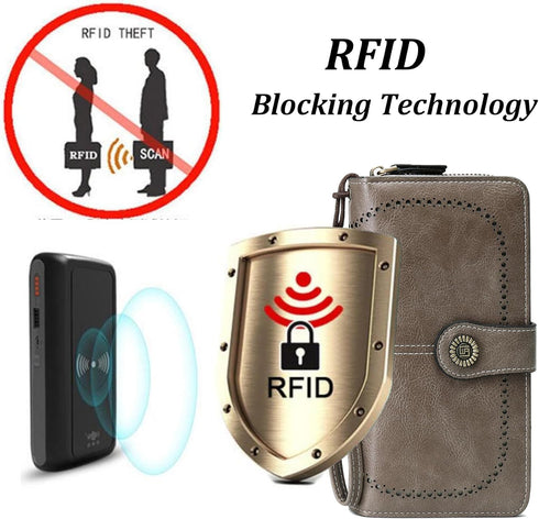 Women Fashion Zip Around Wallet Large Capacity Long Purse Credit Card Phone Holder Clutch with RFID Blocking and Wristlet Strap...