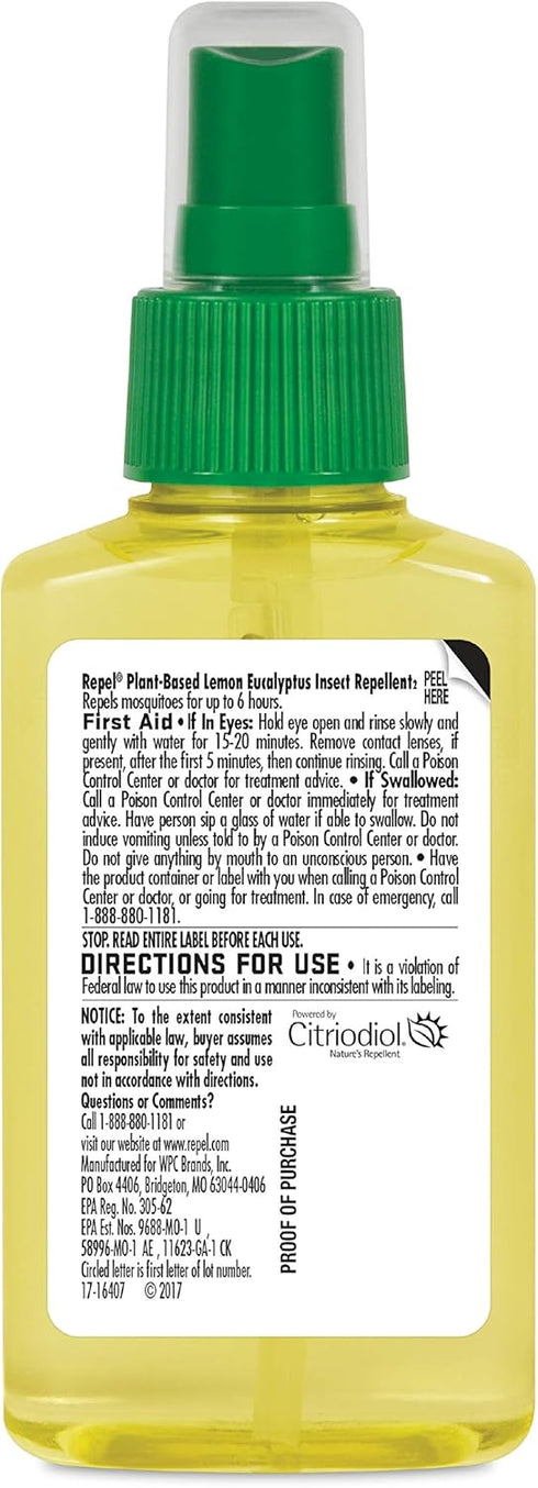 Repel Plant-Based Lemon Eucalyptus Insect Repellent, Mosquito Repellent, Pump Spray, 4 Ounce, (Pack of 2)...