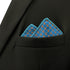 SHLAX&WING Blue Mens Pocket Square Silk Hanky Checkered 12.6 inches Large Size...