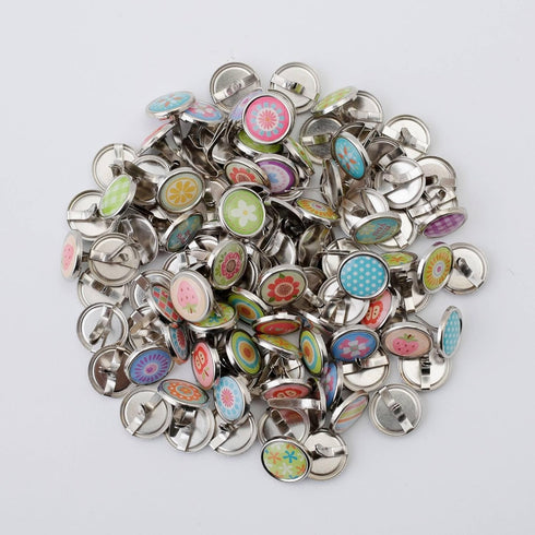 (100 Pieces) Metal Cute Decorative Brads (12mm) – Mixed Mini Small Round Head Brass Paper Fasteners with Split Pins for Scrapbooking, DIY Crafts, ...