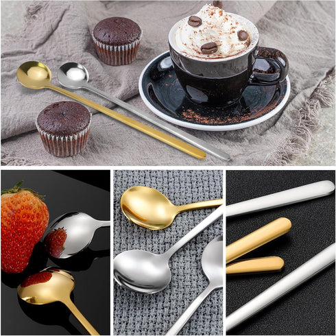 20 Pcs 6.8 Inches Coffee Spoons, Espresso Spoons, Stainless Steel Stirring Spoons with Long Handle, Cute Coffee Bar Accessories, Mini Gold Spoons ...
