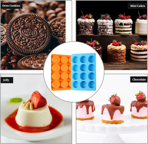 2PCS Silicone Oreo Molds, LCCOWOT 12 Cavity Cookie Chocolate Round Silicone Mold, Baking Mold for Chocolate, Oreo, Cookie, Cany, Mini Cake, Dishwa...