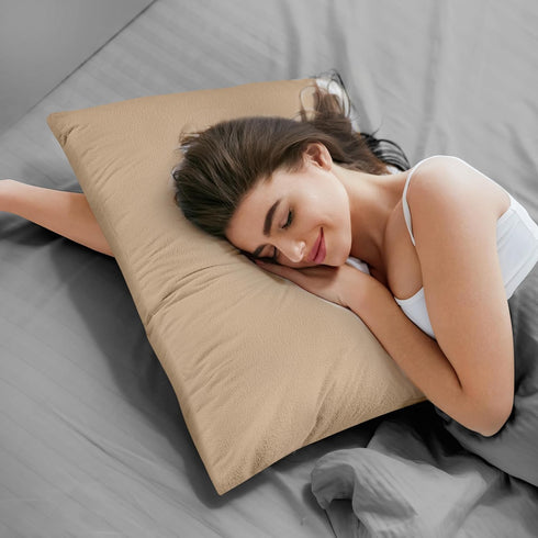 Utopia Bedding Waterproof Pillow Protectors with Zipper Standard Size (2 Pack, Beige), Terry Pillow Covers...