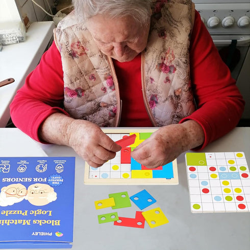 16 Wooden Tiles Matching Board Game, Easy Puzzle Memory Game for Seniors, Large Cognitive Crafts Gifts for Elderly Women, Dementia Activities for ...