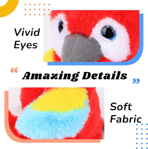 Hopearl Talking Parrot Repeats What You Say Nodding Electric Interactive Animated Toy Speaking Plush Buddy Gifts for Toddlers, Red, 7.5''...