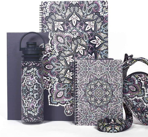 Vera Bradley Hardcover 3 Ring Binder, 1 Inch Round Rings with Interior Pockets, Bonbon Medallion...