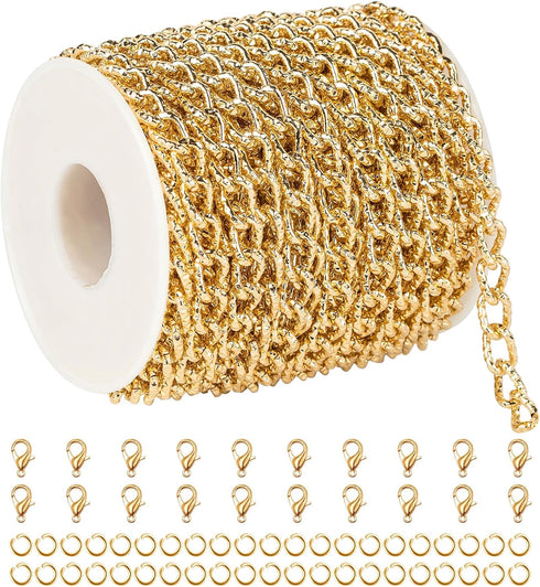 YOUBEIYEE 33 Feet Gold Plated Chain for Jewelry Making Aluminum Embossed Cable Necklace Chain for Women Jewelry Making Supplies...