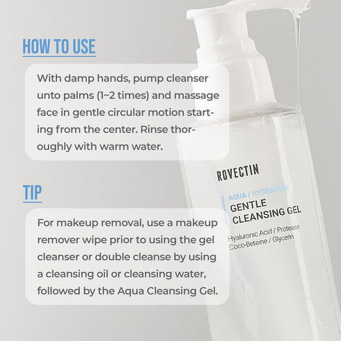 ROVECTIN Aqua Cleansing Gel (Conditioning Cleanser) Hydrating pH Balanced Facial Wash for Sensitive, Dry Skin | No Stripping, Fragrance-Free | Veg...