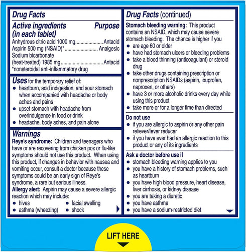 Alka-Seltzer-Extra Strength Tablets, Extra-Strength Antacid & Pain Relief, Original (24 Tablets)...