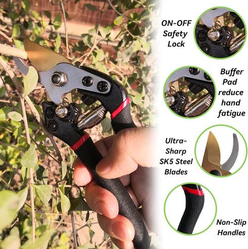 Garden Pruning Shears, Hamind Heavy-Duty Garden Clippers, Garden Scissors, Tree Ttrimmers and Flower Shears, Multipurpose Garden Shears for Garden...