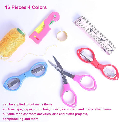 Folding Scissors,16 Pack Safe Portable Travel Scissors,Foldable Small Scissors Small Sewing Scissor,Stainless Steel Telescopic Cutter Used for Hom...