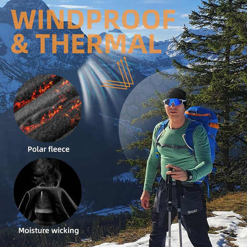 ROCKBROS Skull Cap Men's Winter Cycling Cap Windproof Warm Fleece Thermal Hat Helmet Liner Caps Black for Hiking Skiing Riding...