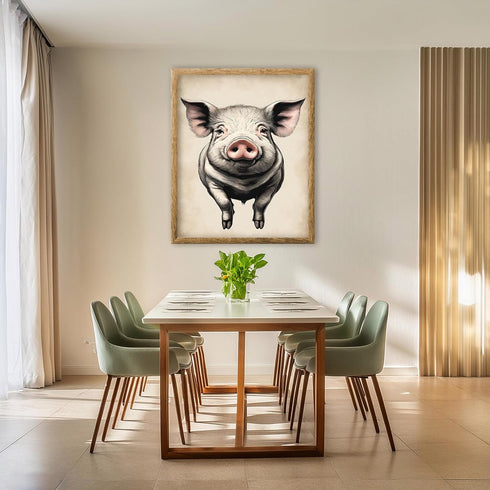 Posterizer 1 pcs- Cute white pig with a white background-Art for Animal Lovers-Abstract & Modern Art- Gift for Men Women Teens-decor for Bedroom, ...
