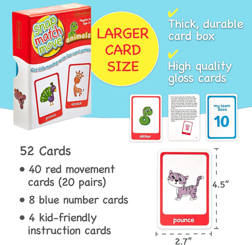 Animal Cards for Kids, All Animal Games Action Cards, Fun Exercise Games for Kids Animal Cards, Exercise Cards for Kids & Gross Motor Games for Ki...