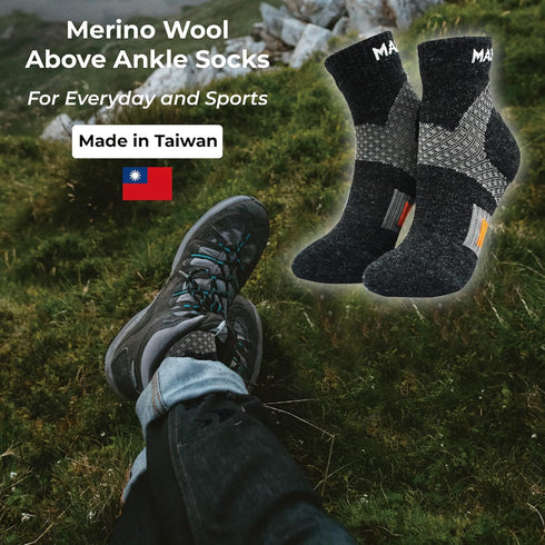 Merino Wool Above Ankle Cushioned Hiking Socks for Running, Hiking, Cycling, Camping, Ankle Socks, Arch Support...