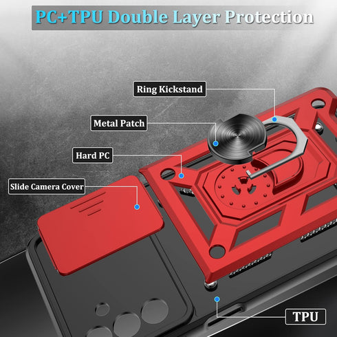 Galaxy A13 5G Case / A04S Case, Samsung Galaxy A13 5G Case with HD Screen Protector, Heavy Duty Shockproof Phone Cover with Magnetic Kickstand Rin...