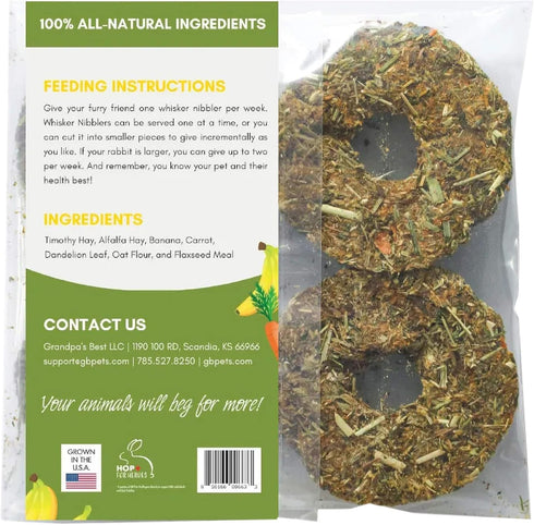Grandpa's Best Whisker Nibblers Banana Carrot Treats for Rabbits, Guinea Pigs and Small Animals...