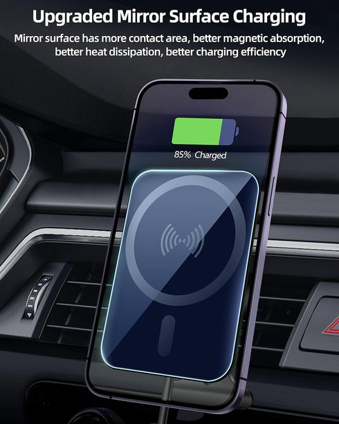 Upgraded for MagSafe Car Mount Charger, Magnetic Wireless Car Charger, Air Vent Magnetic Car Phone Mount Charger for MagSafe iPhone 14 13 12 Serie...