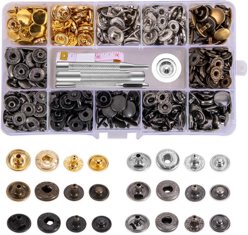 Toututu 120 Sets Leather Snap Fasteners Kit, 12.5mm Metal Snap Buttons Press Studs with 4 Setting Tools, 6 Color Leather Snaps for Clothes, Jacket...