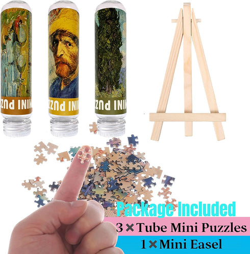 Small Jigsaw Puzzles for Adults 150 Pieces Mini Jigsaw Puzzles Oil Painting Mini Puzzles Tiny Jigsaw Puzzles 6 x 4 Inches,3 Pcs,Mini Easel Include...