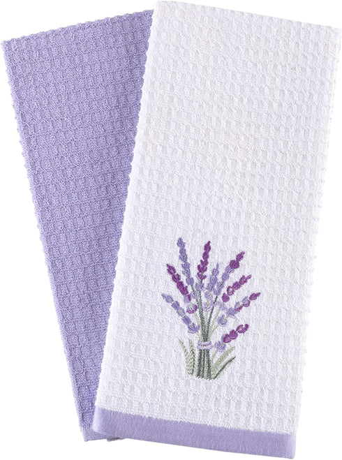 Kitchen Towels - Ultra Soft Cotton and Super Absorbent Dish, Large Kitchen Towel 24x16 Inches, Natural Cotton Dish Towels Pack of 2 (Lavender)...
