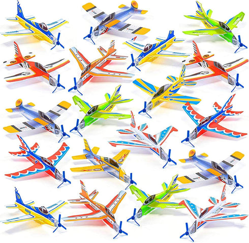 Prextex 25 Pack Large 8'' Flying Foam Outdoor Outside Glider Planes Toys for Boy, and Kids Ages 4-8 5 8-10 Years Old - Great Plane Birthday Gift -...