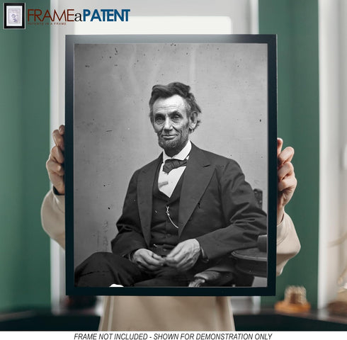 Frame a Patent Abraham Lincoln Photograph - Historical Artwork from 1865 - US President Portrait - (4" x 6") - Gloss...