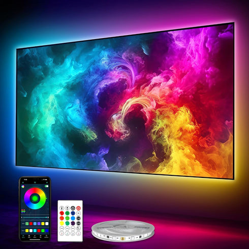 LED Lights for TV 40-60 Inch, 10FT (1 Roll of 10ft) ICRGB TV LED Backlight Kit with Bluetooth APP & 24 Keys Remote, Music Sync TV LED Lights, TV L...