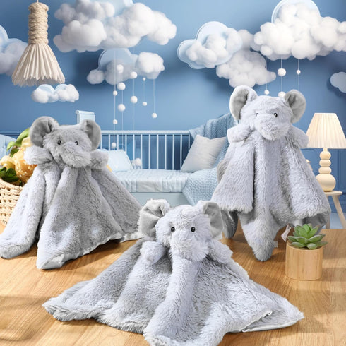 3 Pieces Plush Baby Security Blanket 14 Inch Lovey Soft Fluffy Snuggle Toy Loveys for Babies Stuffed Gift for Newborn, Infant, Toddler, Boys and G...