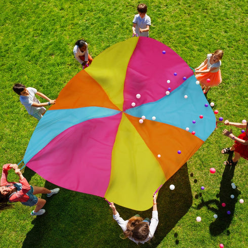 6ft Play Parachute, Parachute with Handles Rainbow Parachute Toy...